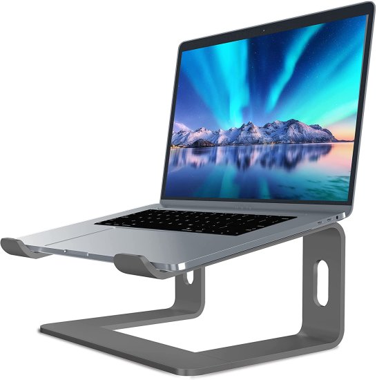 Strong heat dissipation Laptop Stand Aluminum Computer Riser for Apple 10 inch to 15.6 inch Grey - Click Image to Close