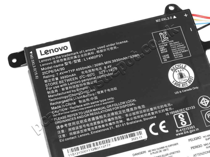 Original Battery Lenovo L14L2P21 L14M2P21 30Wh 4050mAh