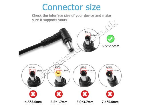 65W Clevo W840SU W549KW W547KW AC Adapter Charger Power Cord