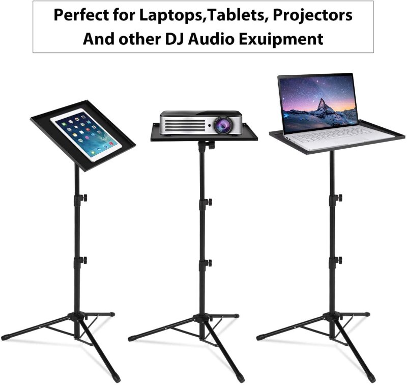 Projector tripod stand, universal laptop tripod stand, portable DJ equipment stand, folding floor-standing tripod stand, outdoor computer desk stand for stage or studio, height adjustable from 23 inch to 46 inch