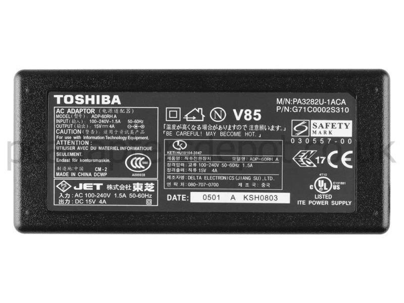 60W Toshiba Satellite 1800-654S VF1 1800-700 AC Adapter Charger