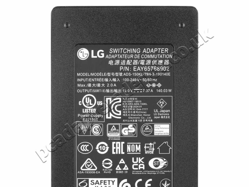 140W LG All-in one PC 27V740-LT10K AC Adapter Charger Power Cord