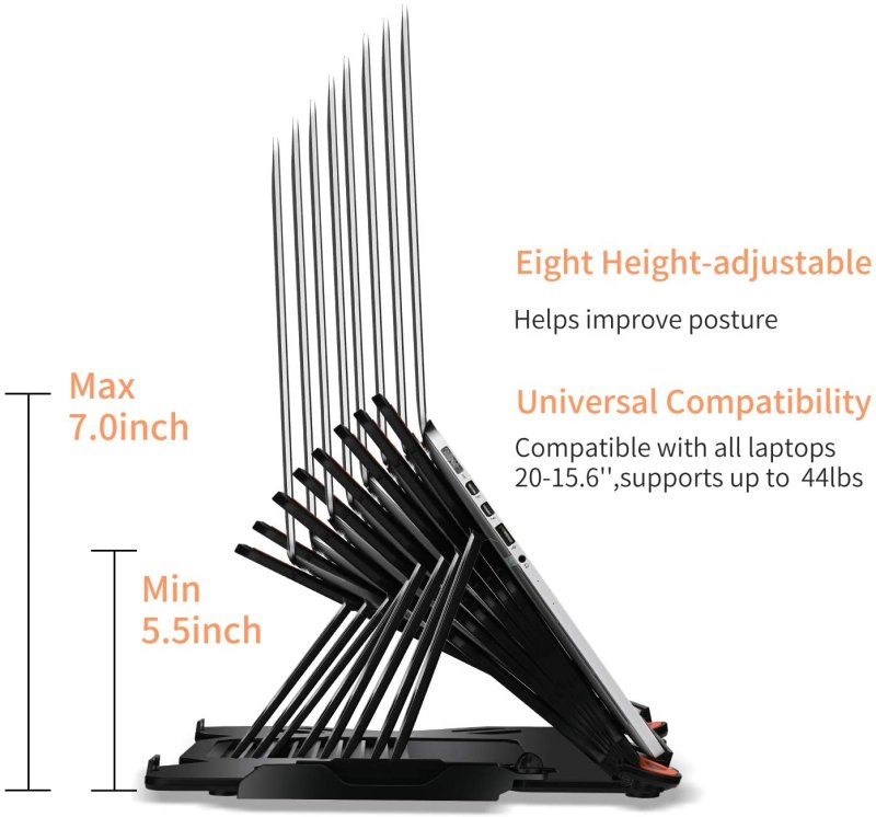 360°Rotating Laptop Stand With Phone Holder Adjustable Portable Stand for 10 inch to 17 inch Laptop Black