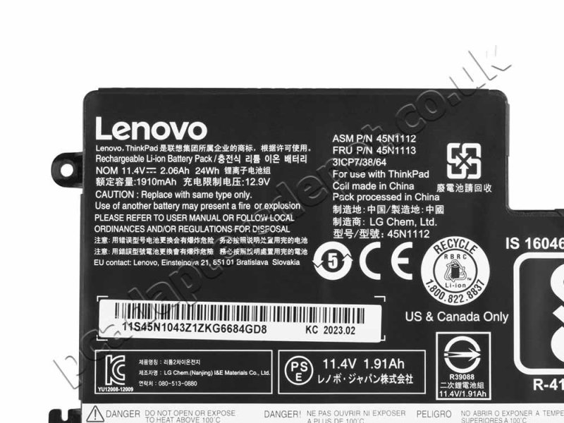 Original 2.06Ah 24Whr Lenovo Thinkpad T450s Battery