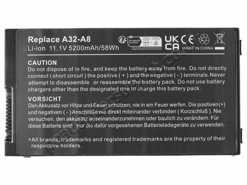 5200mAh 58Wh 6-Cell Asus A8SE Battery