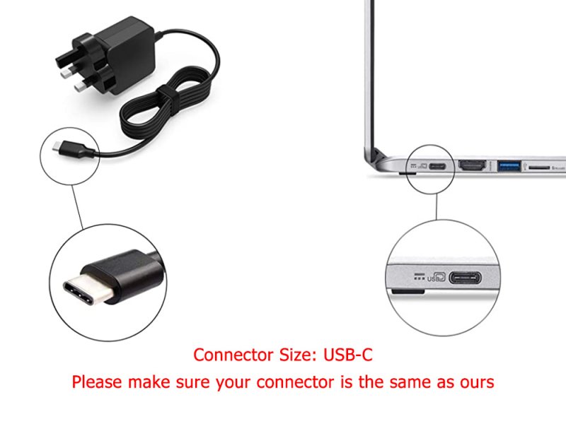 65W XFVK USB-C Charger Replacement for 3 CB 15IJL6 82N4000DUK