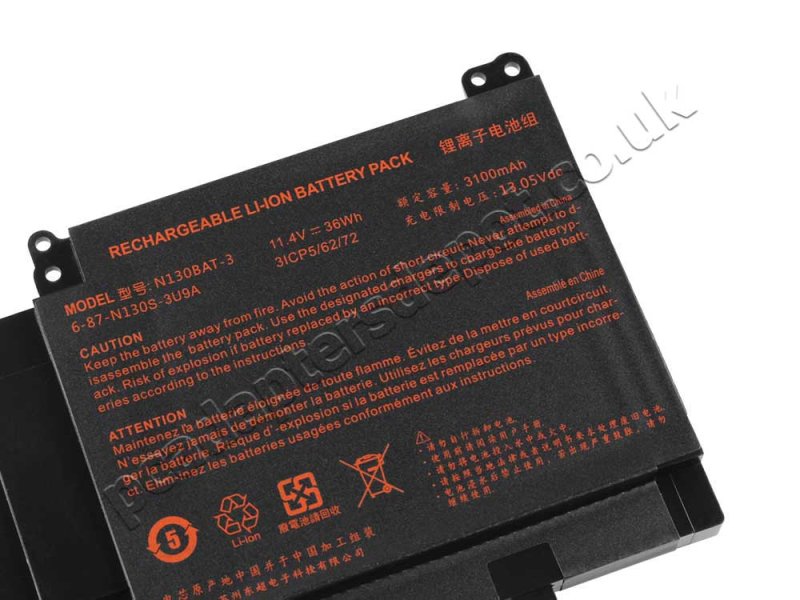 Battery Clevo N130ZU N131ZU N141CU N141WU 3100mAh 36Wh