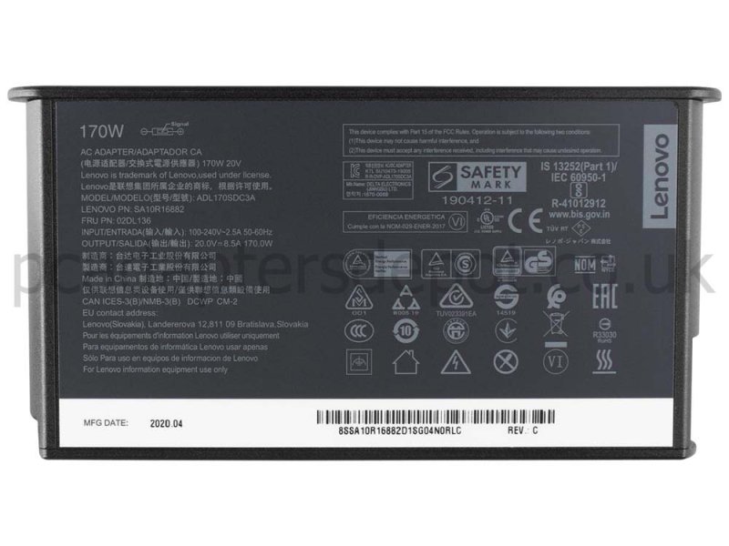Original 170W Lenovo ADL170SCC3A ADL170SDC2A AC Adapter Charger