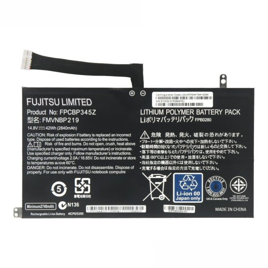 Original Battery Fujitsu FPB0280 FPCBP345Z 2840mAh 42Wh - Click Image to Close