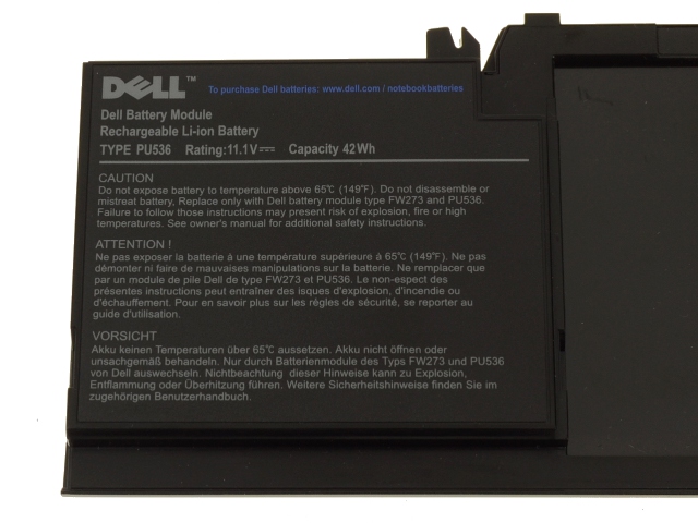 Original 42Wh 6-Cell Dell WR015 0WR015 PU536 Battery