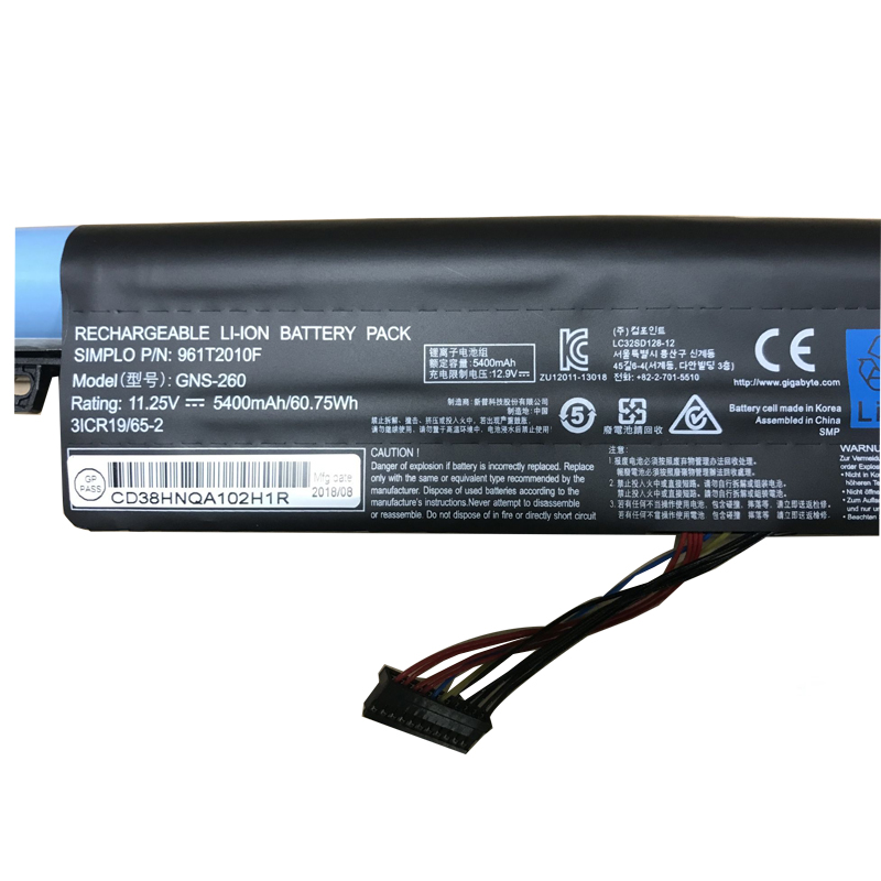 Original Battery Gigabyte 961T2010F 5400mAh 60.75Wh