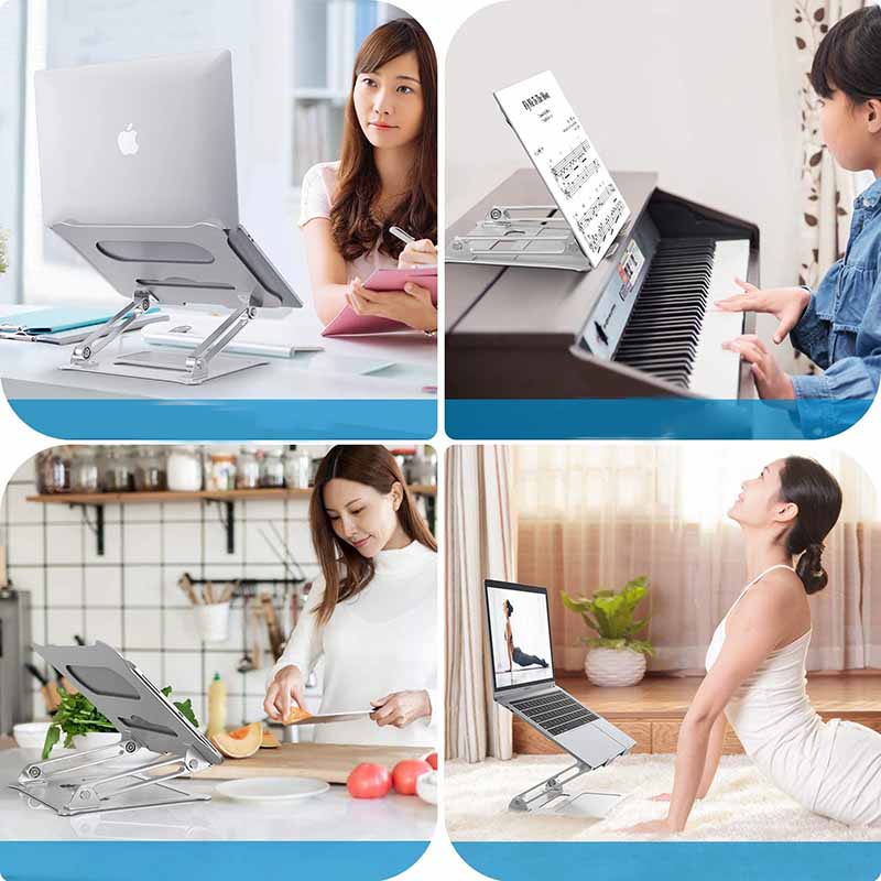 Adjustable Foldable Laptop Stand Desk Anti-slip Notebook Riser for 10 inch to 17 inch Silver