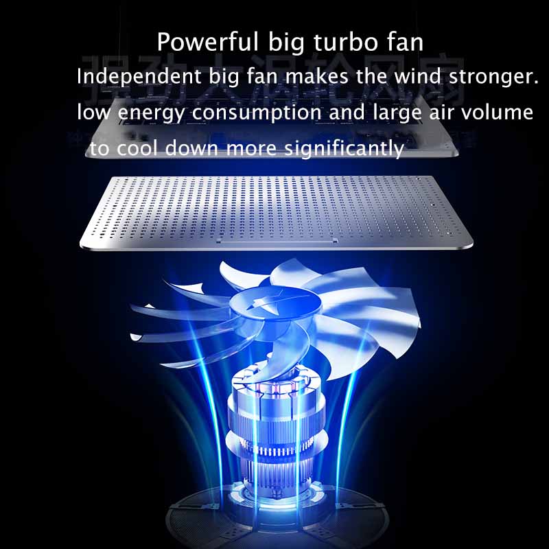 Adjustable Foldable Laptop Stand with Fan Silent Aluminum Alloy Notebook Cooler for Laptop 7.9 inch to 17 inch Silver