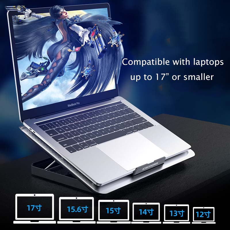 Adjustable Foldable Laptop Stand with Fan Silent Aluminum Alloy Notebook Cooler for Laptop 7.9 inch to 17 inch Silver