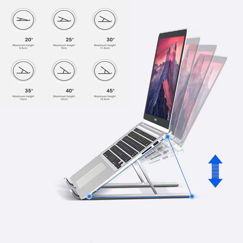 Adjustable Foldable Laptop Stand Desk Notebook Riser for 6 inch to 17.3 inch Silver