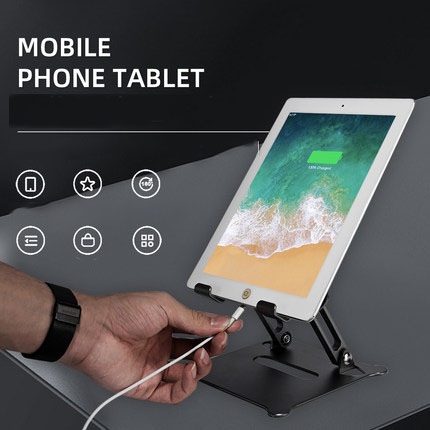 Adjustable Foldable Universal Pad Tablet Stand Riser Black